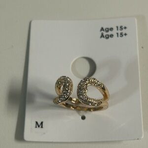 Gold Open Wrap Ring with Crystal Accents